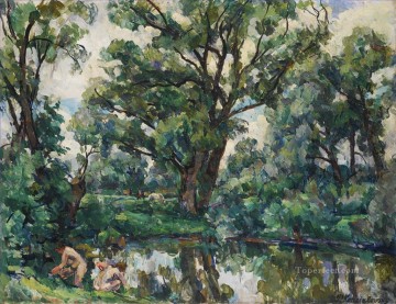 ペトル・ペトロヴィッチ・コンチャロフスキー Painting - 馬のある柳の風景 ペトル・ペトロヴィッチ・コンチャロフスキー